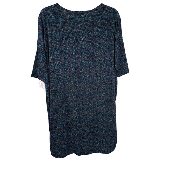 LuLaRoe IRMA Black Red Blue Kaleidoscope Pattern Hi-Low Tunic Top Shirt MEDIUM M - Picture 5 of 6